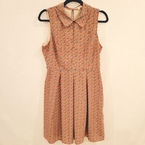 Monteau blue elephant print key hole dress with front and back collar size M-XL